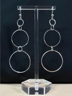 Sterling Silver Hoop Artisan Hand Crafted Dangle Earrings